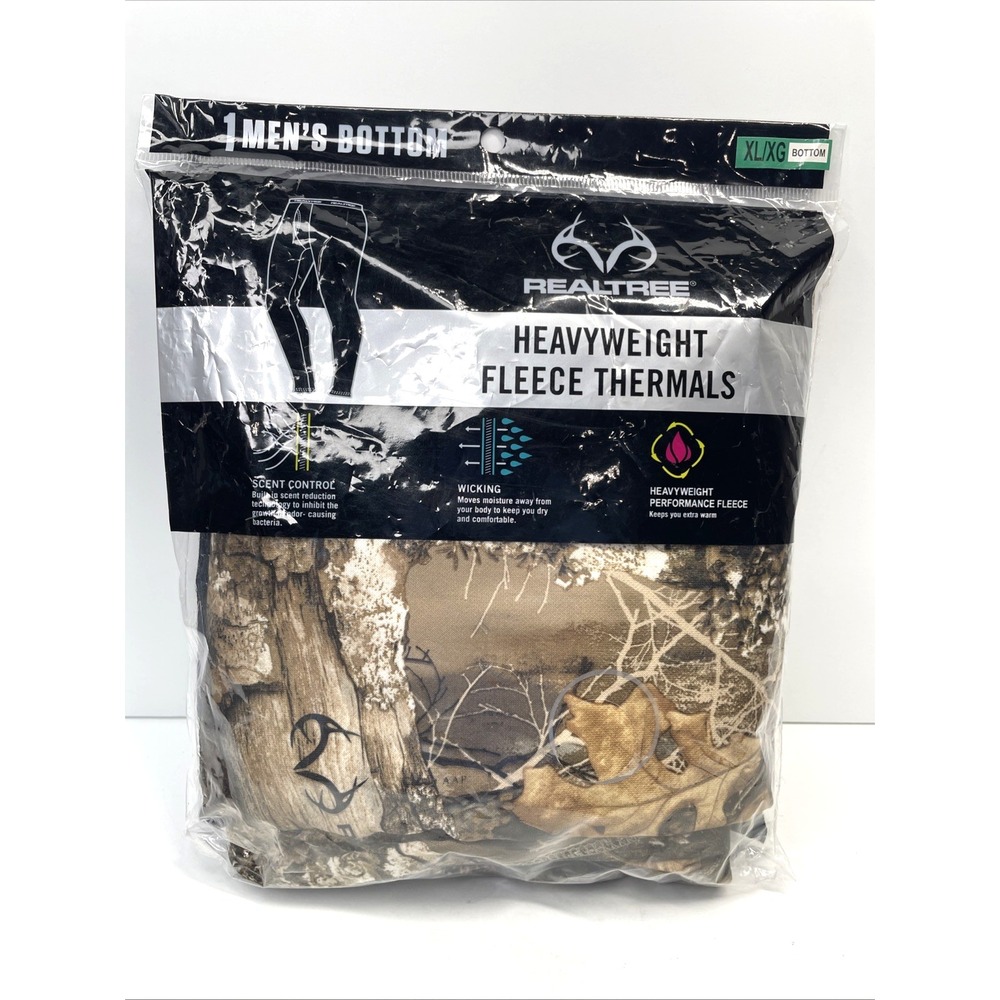 Mens Realtree Heavyweight Cotton Thermal‎ Bottoms Base Layer Camo Sz XL